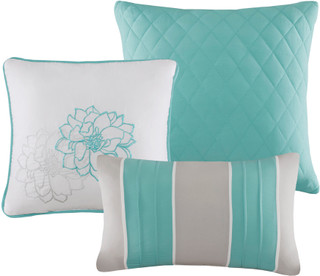 Thumbnail 18: Madison Park Madison Park Lola Aqua 7-pc. Comforter Set 