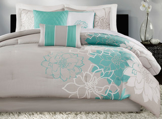 Thumbnail 6: Madison Park Madison Park Lola Aqua 7-pc. Comforter Set 