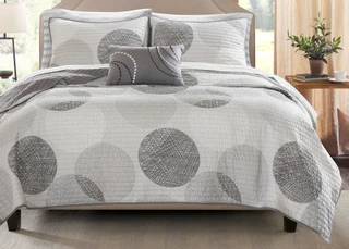Thumbnail 10: Madison Park Madison Park Knowles Grey Coverlet Set 