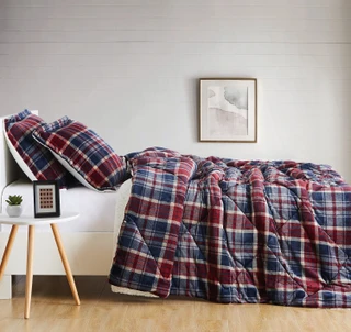 Thumbnail 8: Truly Soft Truly Soft Cuddle Warmth Printed Plaid Comforter Set 