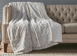 Thumbnail 6: Madison Park Madison Park Zuri Snow Leopard Oversized Faux Fur Throw 