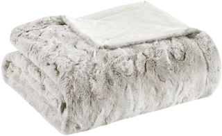 Thumbnail 2: Madison Park Madison Park Zuri Snow Leopard Oversized Faux Fur Throw 