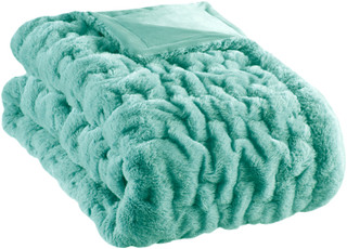 Thumbnail 2: Madison Park Madison Park Ruched Fur Throw 