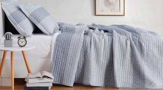 Thumbnail 12: Truly Soft Truly Soft Grey Multi Stripe Quilt Set 