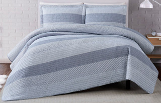 Thumbnail 3: Truly Soft Truly Soft Grey Multi Stripe Quilt Set 