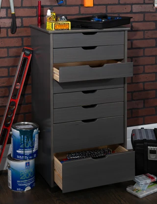 Thumbnail 3: Linon Linon Celia Eight Drawer Rolling Storage Cart - 21x15x40 