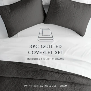 Thumbnail 10: Home Collections Home Collections Premium Soft Damask Quilted Coverlet Set 