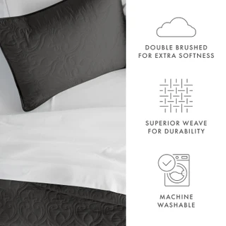 Thumbnail 8: Home Collections Home Collections Premium Soft Damask Quilted Coverlet Set 