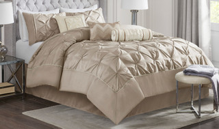 Thumbnail 4: Madison Park Madison Park Laurel Taupe 7-pc. Comforter Set 
