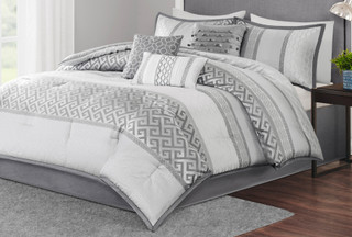 Thumbnail 4: Madison Park Madison Park Bennett Grey 7-pc. Comforter Set 