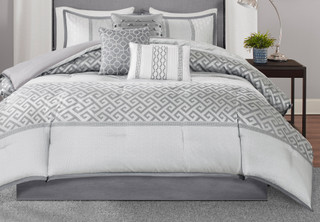 Thumbnail 8: Madison Park Madison Park Bennett Grey 7-pc. Comforter Set 