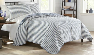Thumbnail 1: Stone Cottage Stone Cottage Willow Way Ticking Stripe Quilt Set 