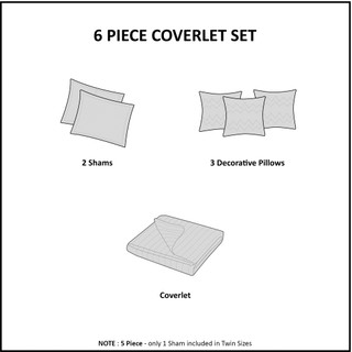Thumbnail 39: Madison Park Madison Park Dawn 6 pc Coverlet Set 