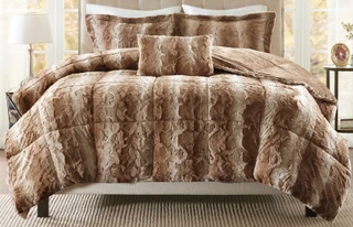 Thumbnail 2: Madison Park Madison Park Zuri 4 Pc Faux Fur Comforter Set 