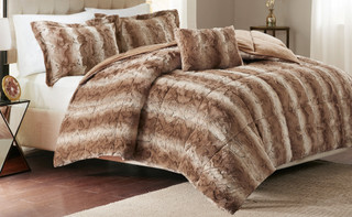 Thumbnail 1: Madison Park Madison Park Zuri 4 Pc Faux Fur Comforter Set 