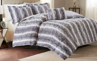 Thumbnail 1: Madison Park Madison Park Zuri 4 Pc Faux Fur Comforter Set 