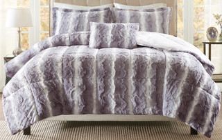Thumbnail 2: Madison Park Madison Park Zuri 4 Pc Faux Fur Comforter Set 