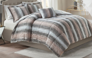 Thumbnail 3: Madison Park Madison Park Zuri 4 Pc Faux Fur Comforter Set 