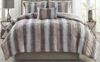 Thumbnail 6: Madison Park Madison Park Zuri 4 Pc Faux Fur Comforter Set 