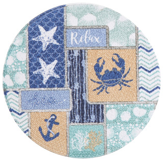 Thumbnail 1: Homewear Homewear 2-pk. Coastal Patchwork Round Placemat Set 