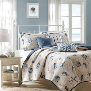 Thumbnail 4: Madison Park Madison Park Bayside Reversible Coverlet Set 
