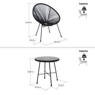 Thumbnail 3: DUKAP Sassio 3 Piece Conversation Patio Set with Cushions 