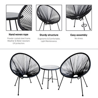 Thumbnail 4: DUKAP Sassio 3 Piece Conversation Patio Set with Cushions 