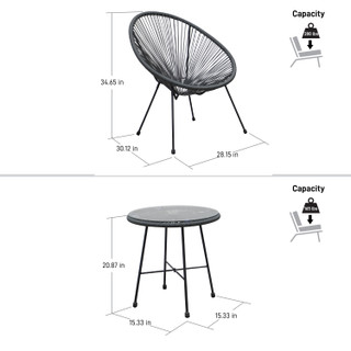 Thumbnail 3: DUKAP Sassio 3 Piece Conversation Patio Set with Cushions 