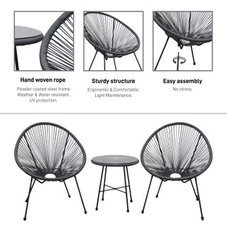Thumbnail 4: DUKAP Sassio 3 Piece Conversation Patio Set with Cushions 