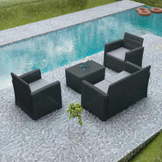 Thumbnail 4: DUKAP ALTA Faux Rattan 4 Person Seating Set with Cushions 