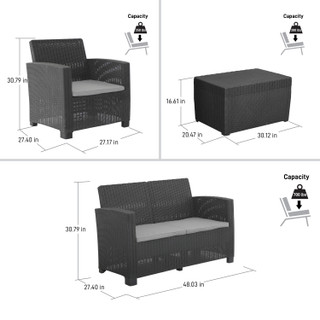 Thumbnail 10: DUKAP ALTA Faux Rattan 4 Person Seating Set with Cushions 