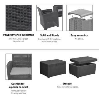 Thumbnail 12: DUKAP ALTA Faux Rattan 4 Person Seating Set with Cushions 
