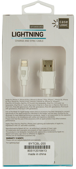 Thumbnail 4: BYTECH Bytech Standard Lighting Charge And Sync Cable 