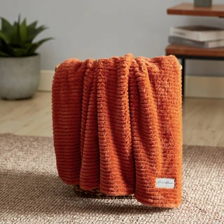 Thumbnail 4: Eddie Bauer Eddie Bauer Ribbed Super Soft Stripe Solid Microfleece Throw 