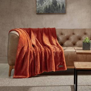 Thumbnail 2: Eddie Bauer Eddie Bauer Ribbed Super Soft Stripe Solid Microfleece Throw 