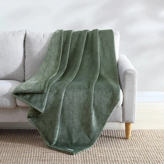 Thumbnail 1: Eddie Bauer Eddie Bauer Ultra Lux Plush Solid Reversible Throw Blanket 