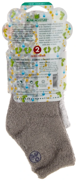 Thumbnail 4: Earth Therapeutics Earth Therapeutics 2 Pk Solid/Print Moisturizing Sock Set 