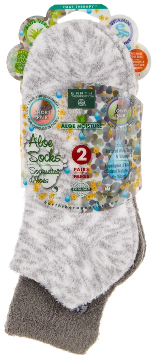 Thumbnail 2: Earth Therapeutics Earth Therapeutics 2 Pk Solid/Print Moisturizing Sock Set 
