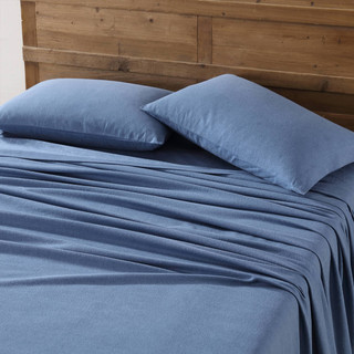 Thumbnail 2: Eddie Bauer Eddie Bauer Solid Chambray Blue Cotton Flannel Sheet Set 