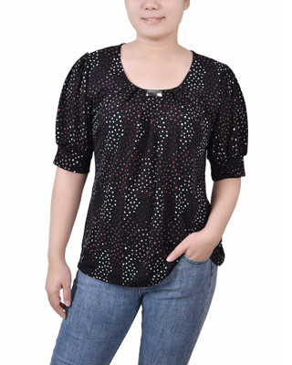 Thumbnail 6: Ny Collection NY Collection Petite Short Sleeve Balloon Sleeve Top 