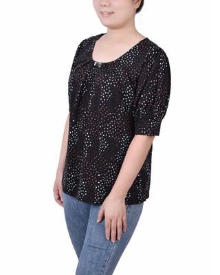 Thumbnail 36: Ny Collection NY Collection Petite Short Sleeve Balloon Sleeve Top 