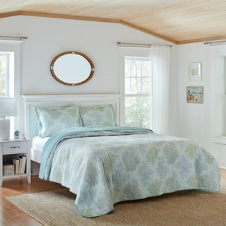 Thumbnail 8: Laura Ashley Laura Ashley Saltwater 100% Cotton Reversible Quilt Set 