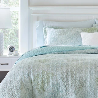 Thumbnail 12: Laura Ashley Laura Ashley Saltwater 100% Cotton Reversible Quilt Set 