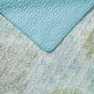 Thumbnail 35: Laura Ashley Laura Ashley Saltwater 100% Cotton Reversible Quilt Set 