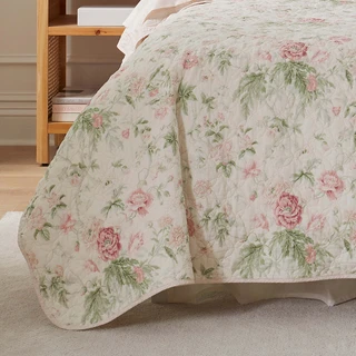 Thumbnail 16: Laura Ashley Laura Ashley Breezy Floral 100% Cotton Reversible Quilt Set 