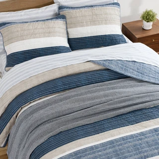 Thumbnail 28: Nautica Nautica Ridgeport 100% Cotton Reversible Quilt Set 