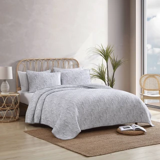 Thumbnail 8: TOMMY BAHAMA Tommy Bahama Distressed Water Leaves Reversible Quilt Set 