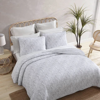 Thumbnail 12: TOMMY BAHAMA Tommy Bahama Distressed Water Leaves Reversible Quilt Set 