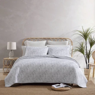 Thumbnail 4: TOMMY BAHAMA Tommy Bahama Distressed Water Leaves Reversible Quilt Set 