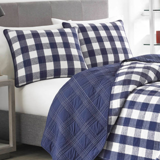 Thumbnail 8: Eddie Bauer Eddie Bauer Lakehouse Plaid 100% Cotton Reversible Quilt Set 